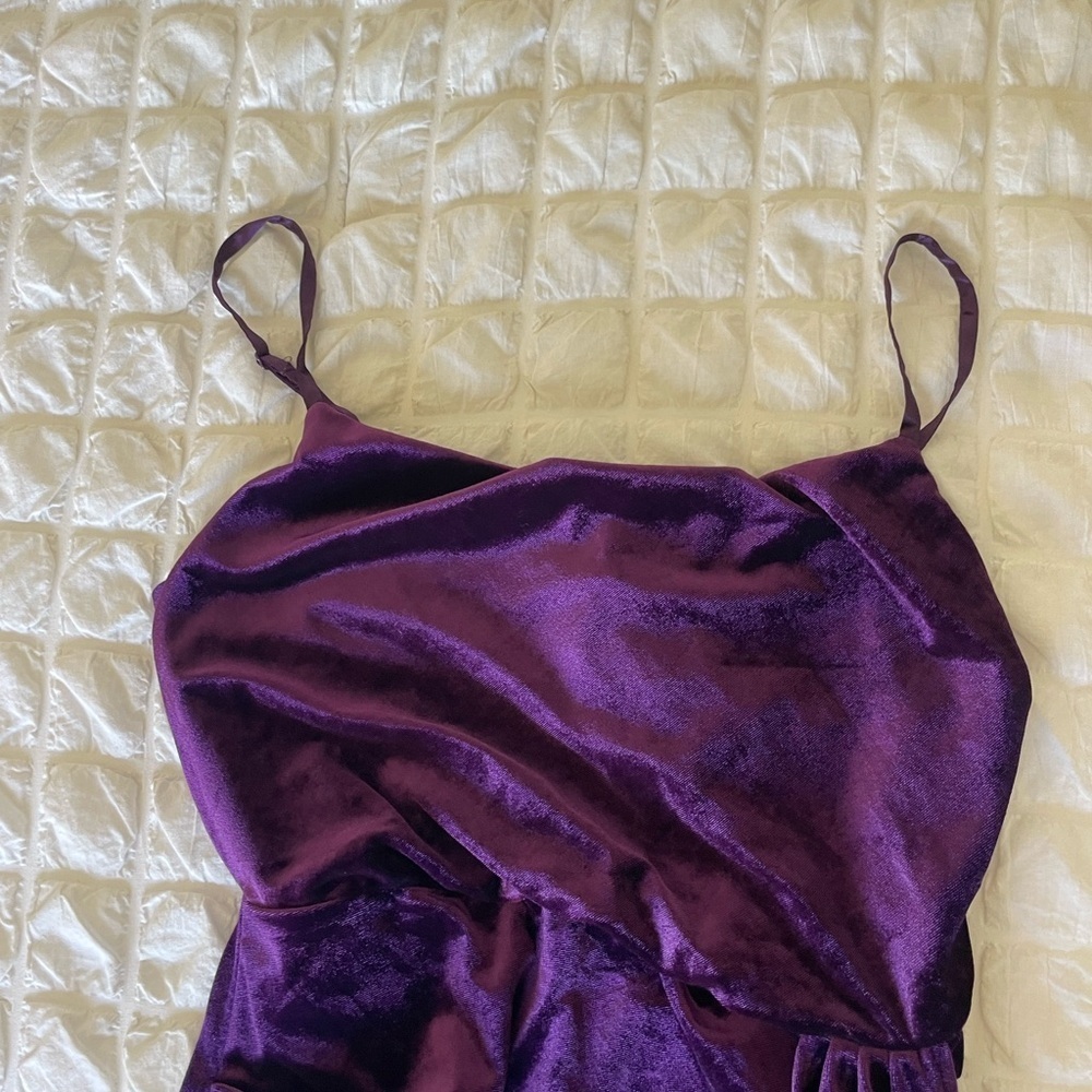 Lulu's Gotta Shine Deep Purple Velour Midi Dress - Picture 6 of 14